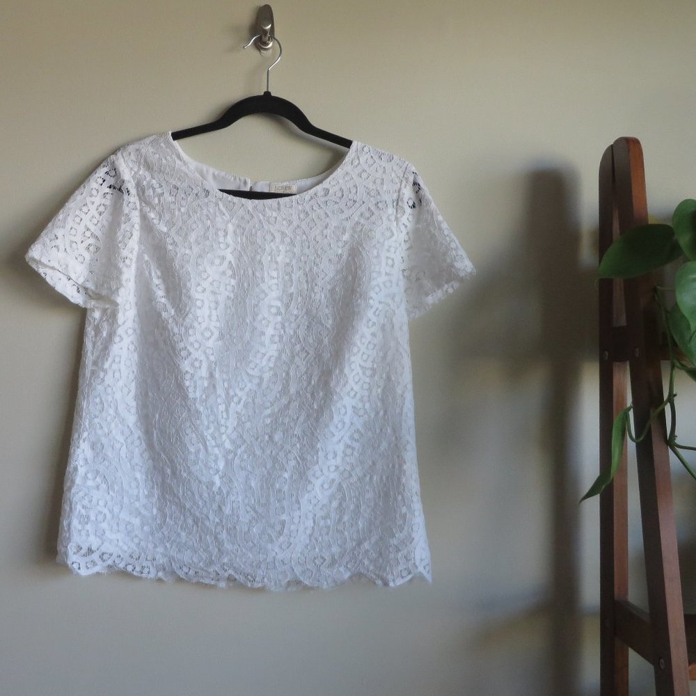 J. Crew White Lace Top